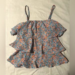 Ellison Apparel Ruffled Spaghetti Strap Tank Top size S